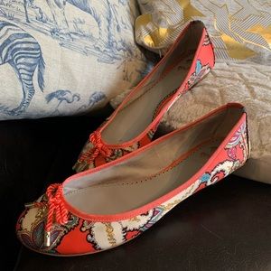 Circus by Sam Edelman- Coral Paisley Ballerina Flats with Gold Accents